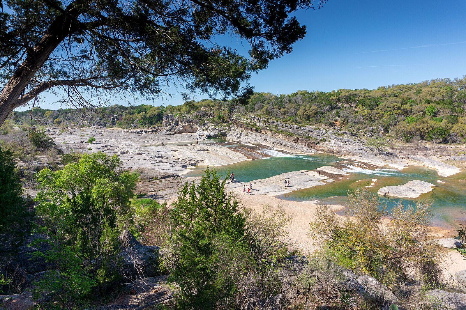 Pedernales Falls flowing over limestone, Pedernales Falls State Park
